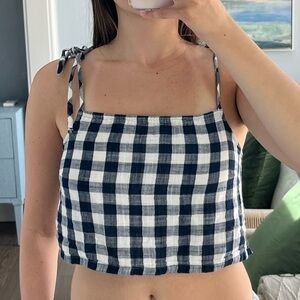 Forever 21 Plaid Crop Tank with Tie Straps